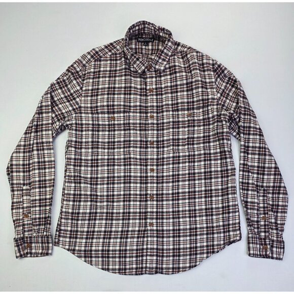 J. Crew Mercantile Size Large Mens Brown Vanilla Check Long Sleeve Flannel Shirt - Picture 5 of 9